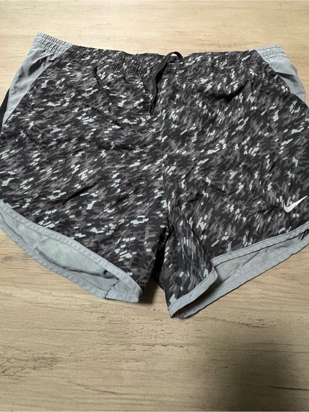 Nike Women's Black and Grey Camouflage Athletic Shorts size XS